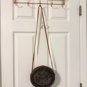 Elegant Black and Brown Woven Crossbody Bag